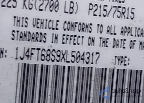 1999 Jeep Cherokee Classic/Sport из США, поврежденный, VIN 1J4FT68S9XL504317